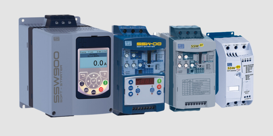 <p>Soft-Starter são chaves de partida estática, destinadas à aceleração, desaceleração e proteção de motores de indução trifásicos. O controle da tensão aplicada ao motor, mediante o ajuste do ângulo de disparo dos tiristores, permite obter partidas e paradas suaves.</p>
